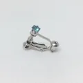 Clip de oreja plateado con circón azul claro para orejas sin perforación diy joya - K Blanco Aguamarina Clara