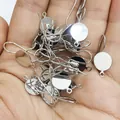 Silver plated French ear wire hooks with flat base and hanging loop for DIY jewelry - 14K Gold With Loop / 8mm