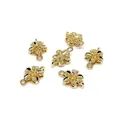 Dijes de flor de 5 pétalos en oro de 14K para creación de joyería artesanal DIY - Estilo de Colgante de Retención de Color Chapado en Oro de 14k (F8)