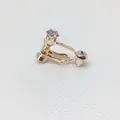 Convertidor de pendientes de clip ajustable en oro rosa con circonita brillante - Oro Rosa Zirconia Blanca