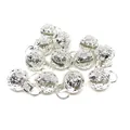 Hollow flower engraved silver bell pendants with jump rings for DIY jewelry making - F41 Real Silver Color
