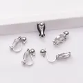 Pack de 5 adaptadores de pendientes de clip en forma de U plateados con bola de metal - Estilo de Suspensión Horizontal / Oro blanco