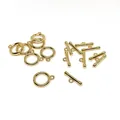 Detailed macro view of polished 14k gold plated OT toggle clasps for DIY jewelry making - 14K Gold Plated