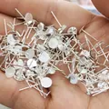 Versilberte flache Ohrstecker für DIY-Schmuckherstellung in großen Mengen - 10mm Flache Platte Echte Silberfarbe