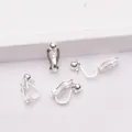 Detalle de convertidores de clips para oreja plateados para joyería DIY sin perforaciones - Estilo de Suspensión Horizontal / Plateado