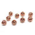Rose gold hollow spacer beads with cubic zirconia for DIY jewelry bracelet making - 6mm / Rose Gold Plated (Color Retention)