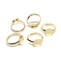 5-piece set of adjustable 14k gold-filled flat ring bases with 10mm round trays for DIY - Flat Base Style (M20) / Gold