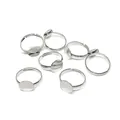 Detailed view of adjustable 14k gold-filled ring bases with 10mm flat round disc settings - Flat Base Style (M19) / White Gold