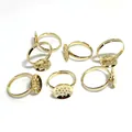 14k gold plated 10mm adjustable ring base with mesh disc for DIY jewelry making - Mesh Tray Style (G124) / Gold