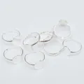 Silver color DIY ring base with 10mm flat pad and adjustable open band in bulk set - Flat Base Style (M18) / Silver