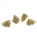 14K gold plated pine cone pendants with cubic zirconia for DIY jewelry making - 14K Gold Plated Double-Loop Christmas Tree