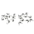 Detailed close-up of 14k gold-filled bead tip connectors for jewelry making on white background - Double Loop Style (E81) / White Gold