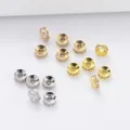 Vista macro de cuentas espaciadoras de latón chapado en oro 18k con circonitas para joyería DIY - Chapado en Oro de 14K / Cuenta Espaciadora Cóncava 6mm(M71)