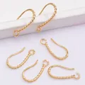 14K gold filled twisted ear hooks with open loop for DIY handmade jewelry making - 18K Gold Plated