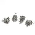 Silver pine cone pendants with micro-set zircons and top loops for DIY jewelry making - Platinum Plated Double-Loop Christmas Tree