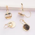 Dormeuses plaquées or 14K avec base ronde de 12-14mm pour la création de bijoux DIY - 12mm Diamètre Intérieur / Plaqué Or 14K