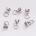 Set of 6 silver tulip charms for DIY jewelry making with high mirror finish - Platinum Plated / Silver