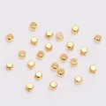 Polished 18K gold plated square spacer beads for DIY jewelry making and bracelet crafts - 3mm / 18K Gold
