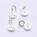 Set of four silver ancient coin heart pendants for DIY bracelet and necklace jewelry - Coin Style / Silver