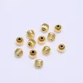 Detailed view of 18k gold plated hollow pumpkin beads for DIY jewelry making - 3mm / 18K Gold Plated