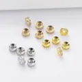 Cuentas espaciadoras de latón chapado en oro 18k y plata con circonitas brillantes - Chapado en Oro de 14K / Cuenta Espaciadora Cóncava 8mm(M72)