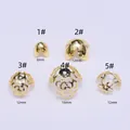 18k gold plated flower bead caps for DIY jewelry in sizes 8mm, 12mm, and 16mm - Smooth 3-Petal Flower Style 1 (T81) / 18K Gold Plated
