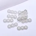 Three-row silver spacer beads with twisted rope texture for jewelry making and bracelets - Silver (Color Retention)