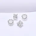 Set of 4 hollow flower pattern silver spacer beads for DIY bracelet and jewelry making - Spacer Bead Style / Silver