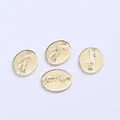 Set of four 14K gold plated oval smile charms for DIY handmade jewelry and beading - Oval Smile / Gold