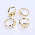 Set di 4 anelli regolabili dorati con disco piatto da 12mm per gioielli fai da te - Placcato Oro 14K