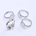 Basi per anelli regolabili placcate oro 14k argento con disco forato 12mm per gioielli fai-da-te - Placcato Platino