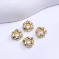 Set de 4 espaciadores de corona dorados con circonitas rosas para joyería artesanal - Bañado en Oro de 14K