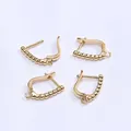 Détail de fermoirs de boucles d'oreilles en D plaqués or 18k avec bords perlés pour DIY - Plaqué Or 18K