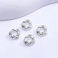 Set de 4 cuentas espaciadoras de corona bañadas en plata de 18K con circonitas - Plateado (Retención de Color)