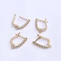 Dormeuses en forme de D plaquées or 18k avec texture perlée pour bijoux artisanaux - Plaqué Or 14K