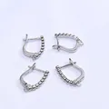 Dormeuses en forme de D en argent sterling S925 poli avec boucles de suspension - Tige en argent 925 / Plaqué Platine