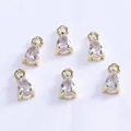 Set aus sechs 14k vergoldeten Tropfenanhängern mit hellvioletten Kristallen für DIY-Schmuck - 14K Goldplattiert (Z114)