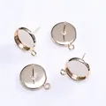 14K gold plated earring studs with 10mm 12mm trays and loops for DIY jewelry making - 10mm Inner Diameter / Gold