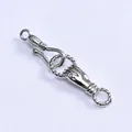 Vintage silver 14k gold-filled lily of the valley hook clasp with blue stone for jewelry DIY - White Gold