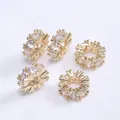 Macro view of 14k gold plated spacer beads with micro-pave cubic zirconia crystals - Outer Diameter 4mm / 14K Gold Plated