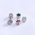 Cuentas espaciadoras de oro de 14k con circón de colores para manualidades de joyería - Circón Blanco / Paquete de 10 / Platinado