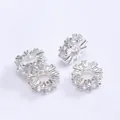 Set of four 14k gold-filled snowflake spacers with micro-inlaid cubic zirconia stones - Outer Diameter 4mm / Silver (Color Retention)