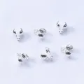 Polished silver 18K gold plated bead tips knot covers for jewelry making findings - 4mm / Silver Plated