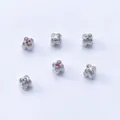 Cuentas espaciadoras de trébol bañadas en oro 14K con circón colorido para joyería DIY - Circón Verde (F101) / Paquete de 10 / Platinado