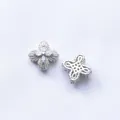 Sparkling 18K gold plated clover bead with cubic zirconia for DIY jewelry making - Cross Flower Shape (F124) / White Gold