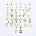 Set of 26 18K gold plated 3D alphabet pendants A-Z with loops for DIY jewelry making - Bubble Letter A Style (J113) / 18K Gold Plated