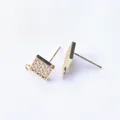 Square 14K gold plated earring studs with 3x3 micro-pave zircons and DIY hanging loop - 14K Gold Plated