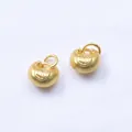 Two matte gold lucky bag charms with Fu character engraving for DIY jewelry making - Small / Gold