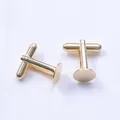 Gemelos planos de 12mm chapados en oro de 14K con cierre en T para creación de joyería - Diámetro Exterior de 10mm / Oro de 14K