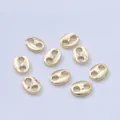 Separadores ovalados bañados en oro de 18k con doble orificio para joyería artesanal - 7x5.5mm(Z132) / Chapado en oro 14K